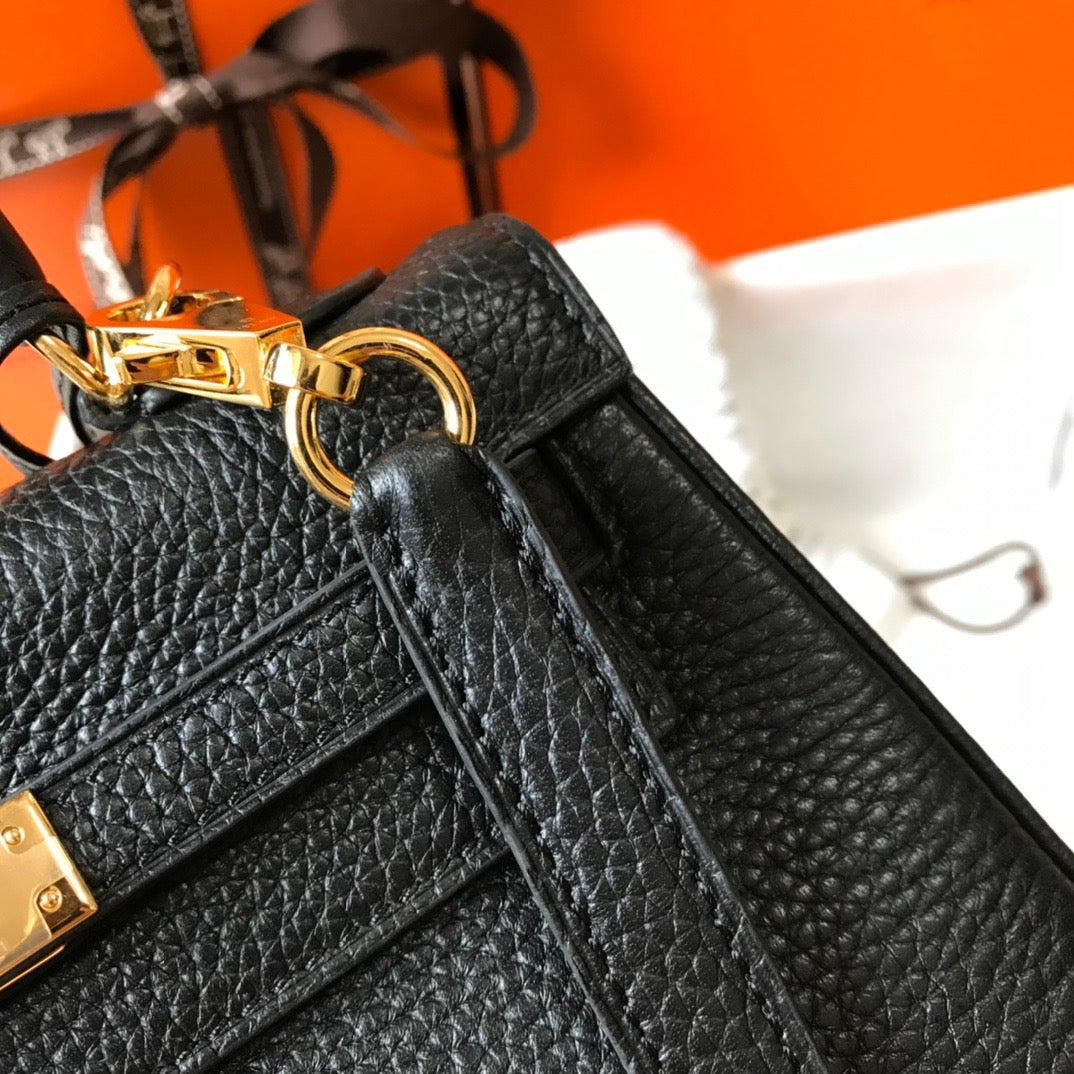 Hermes Kelly 20cm Bag In Black Togo Leather