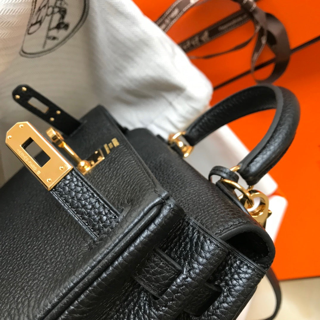 Hermes Kelly 20cm Bag In Black Togo Leather