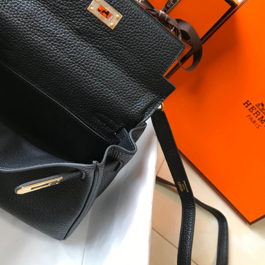 Hermes Kelly 20cm Bag In Black Togo Leather