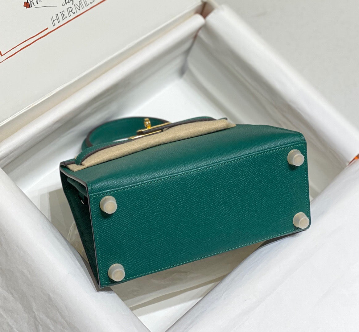 Hermes Kelly 20cm Bag In Emerald Epsom Leather