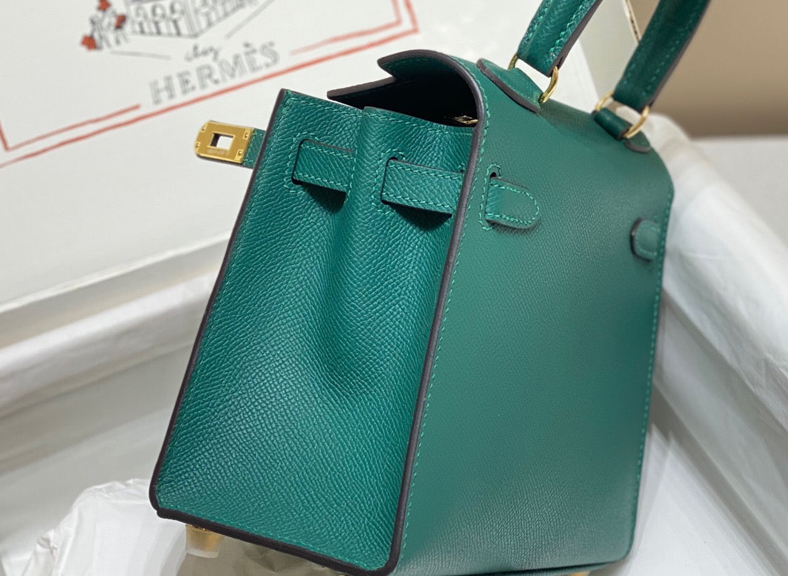 Hermes Kelly 20cm Bag In Emerald Epsom Leather