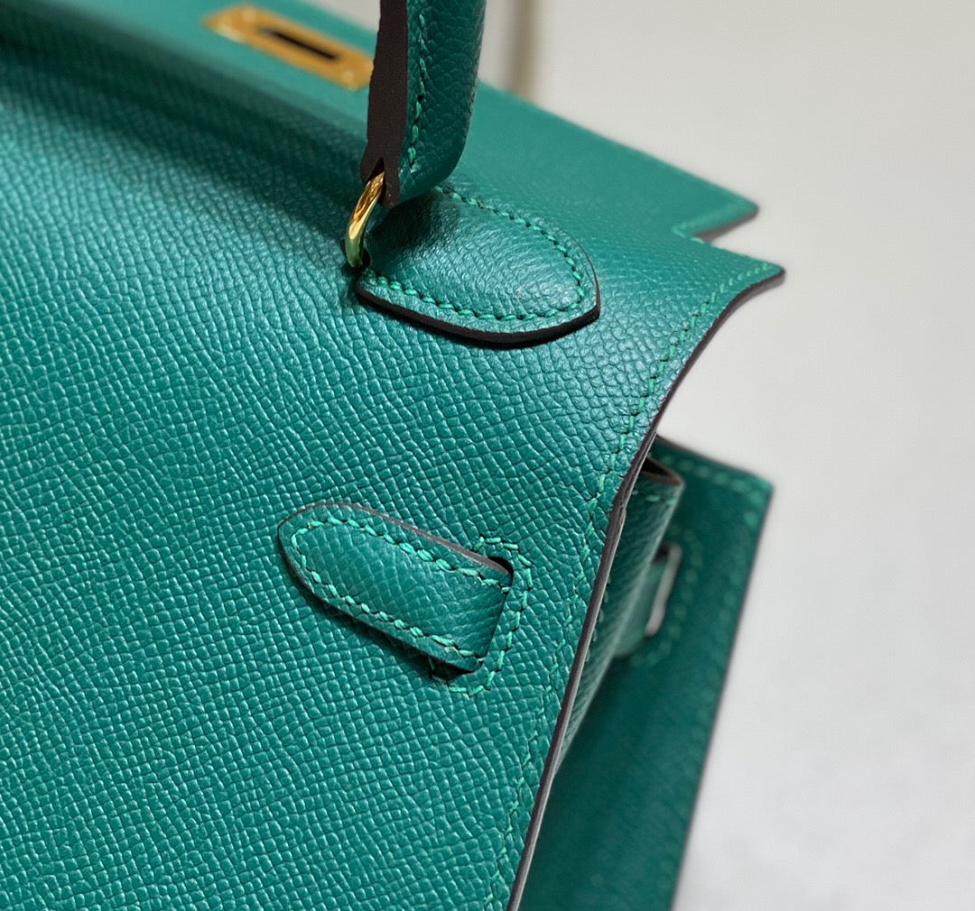 Hermes Kelly 20cm Bag In Emerald Epsom Leather