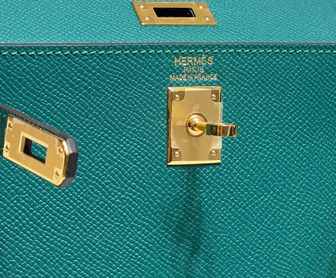 Hermes Kelly 20cm Bag In Emerald Epsom Leather