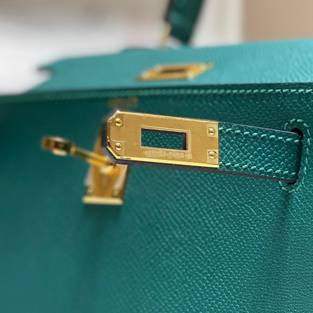 Hermes Kelly 20cm Bag In Emerald Epsom Leather