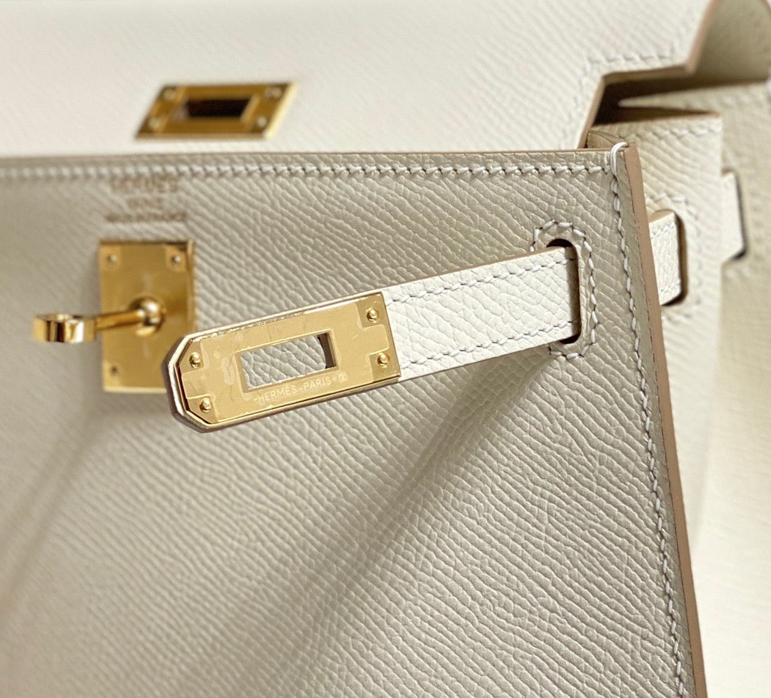 Hermes Kelly 20cm Bag In Craie Epsom Leather