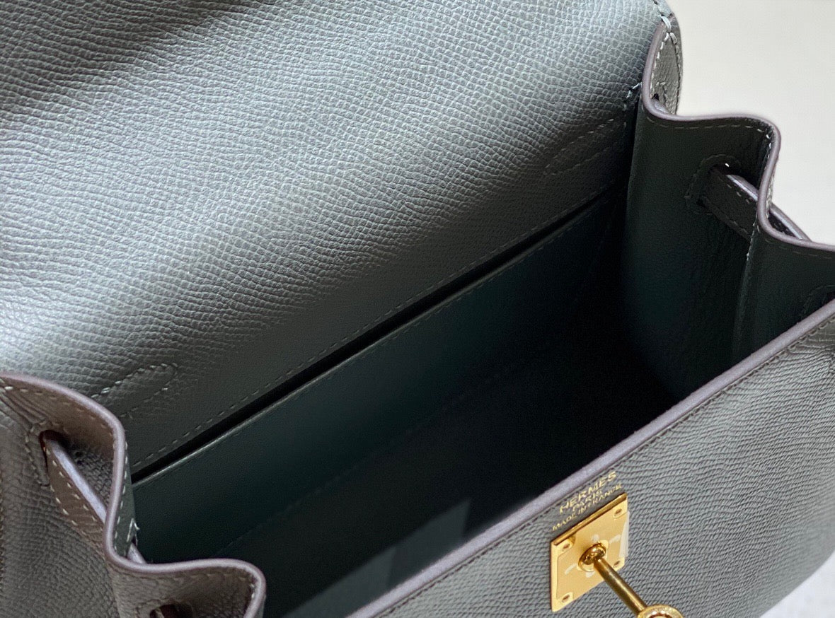 Hermes Kelly 20cm Bag In Vert Amande Epsom Leather