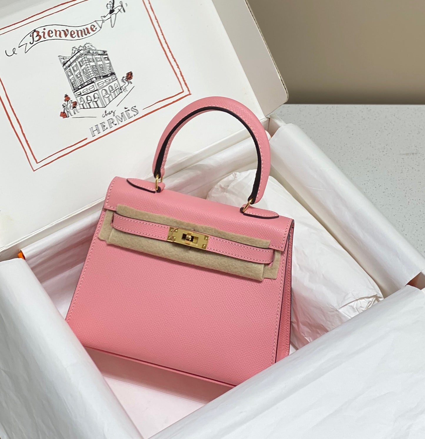 Hermes Kelly 20cm Bag In Rose Confetti Epsom Leather