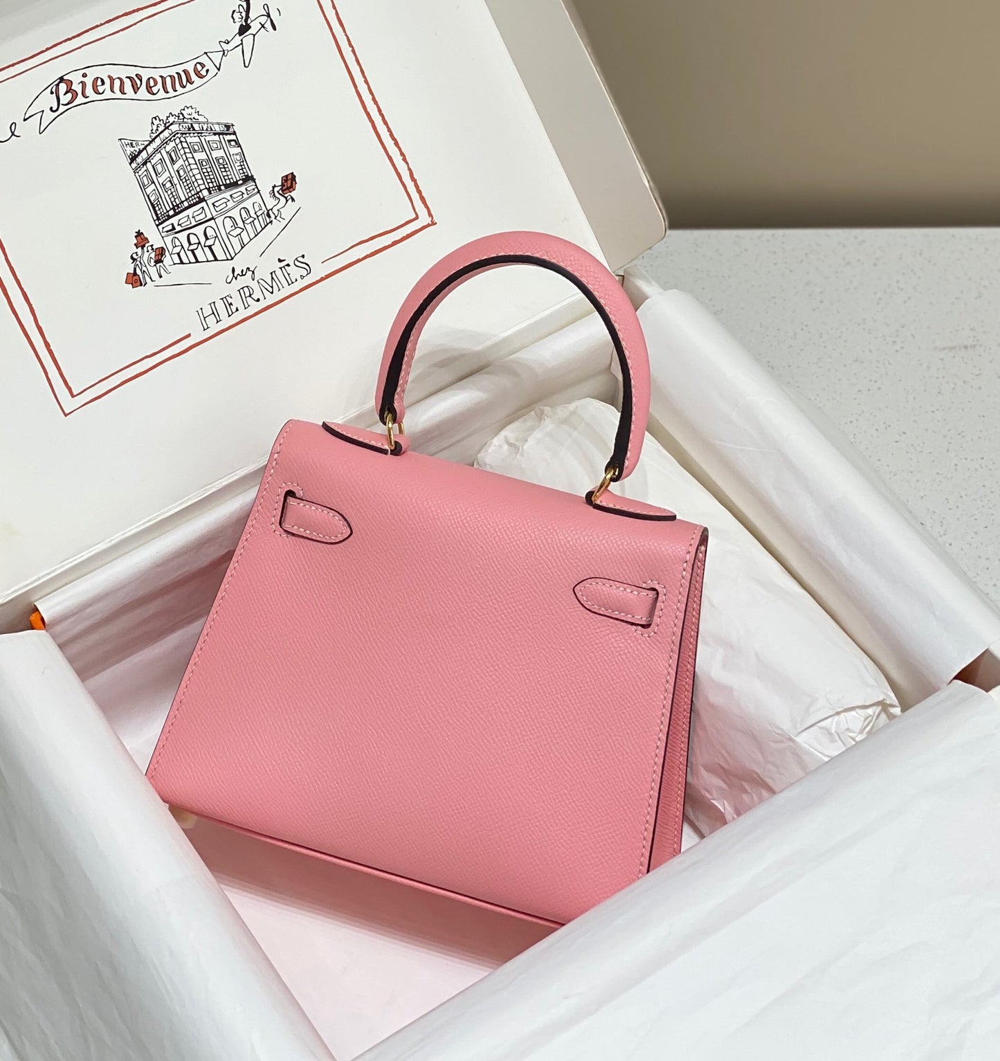 Hermes Kelly 20cm Bag In Rose Confetti Epsom Leather