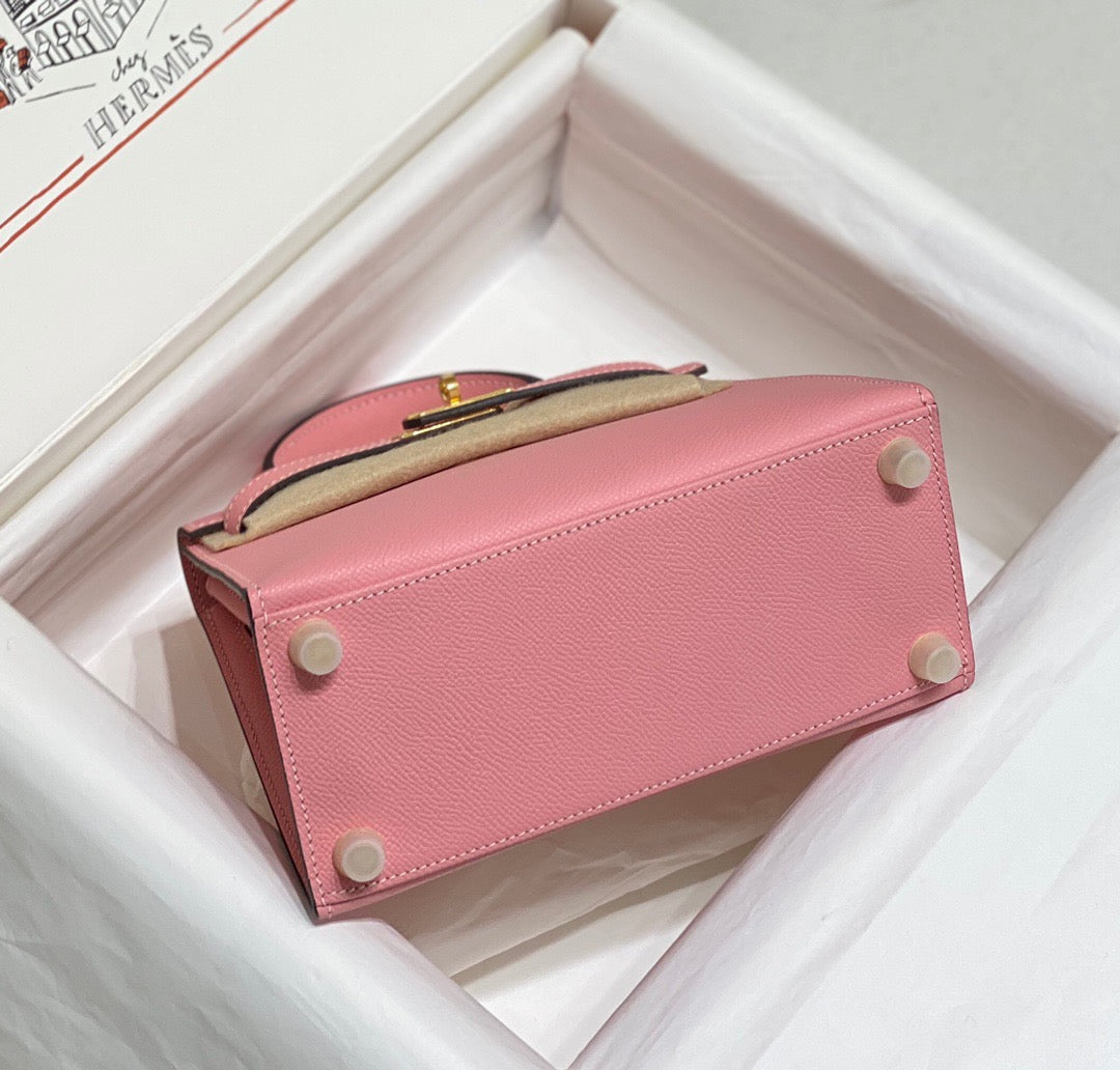 Hermes Kelly 20cm Bag In Rose Confetti Epsom Leather