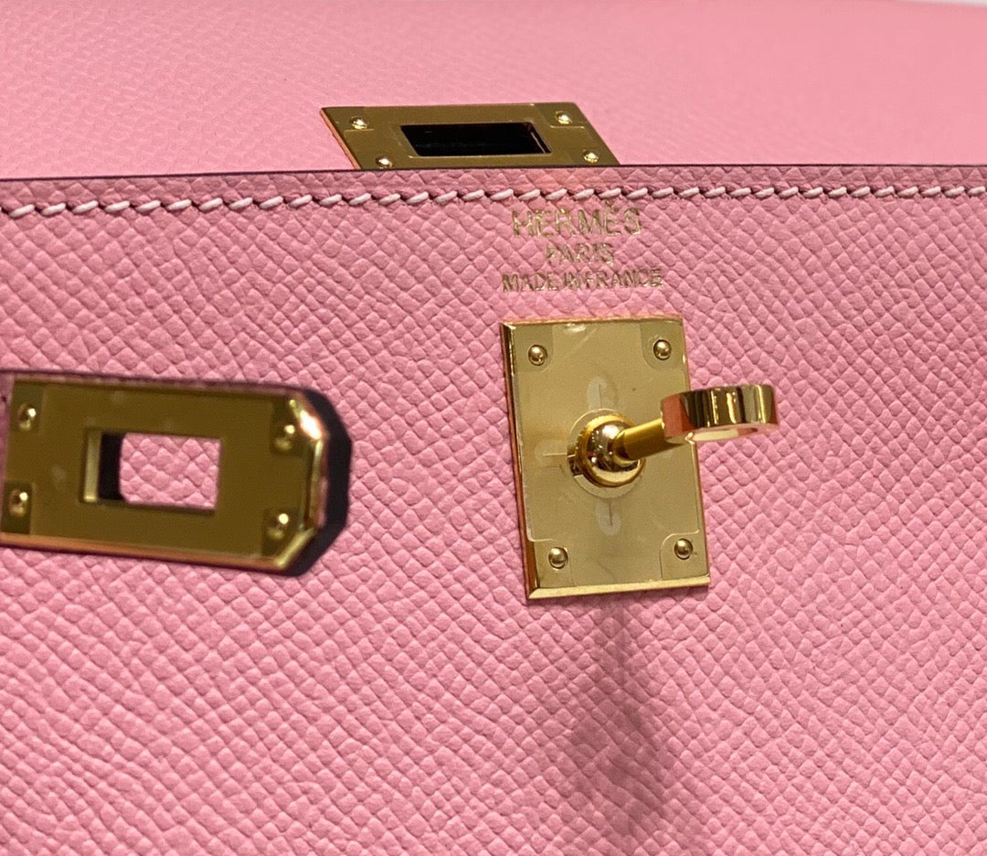 Hermes Kelly 20cm Bag In Rose Confetti Epsom Leather