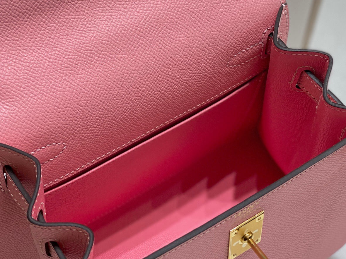 Hermes Kelly 20cm Bag In Rose Confetti Epsom Leather