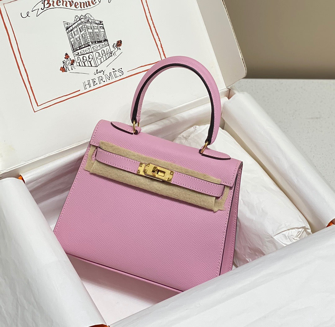 Hermes Kelly 20cm Bag In Mauve Sylvestre Epsom Leather