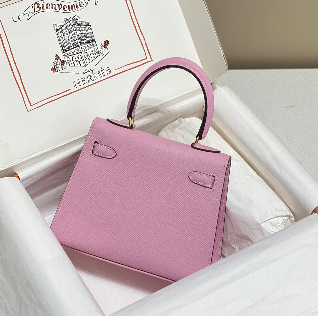 Hermes Kelly 20cm Bag In Mauve Sylvestre Epsom Leather