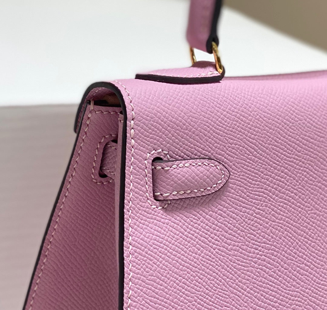 Hermes Kelly 20cm Bag In Mauve Sylvestre Epsom Leather