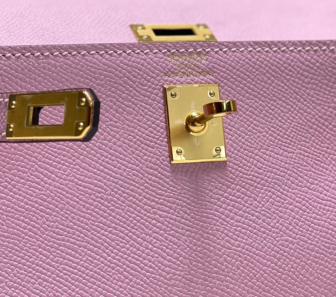 Hermes Kelly 20cm Bag In Mauve Sylvestre Epsom Leather