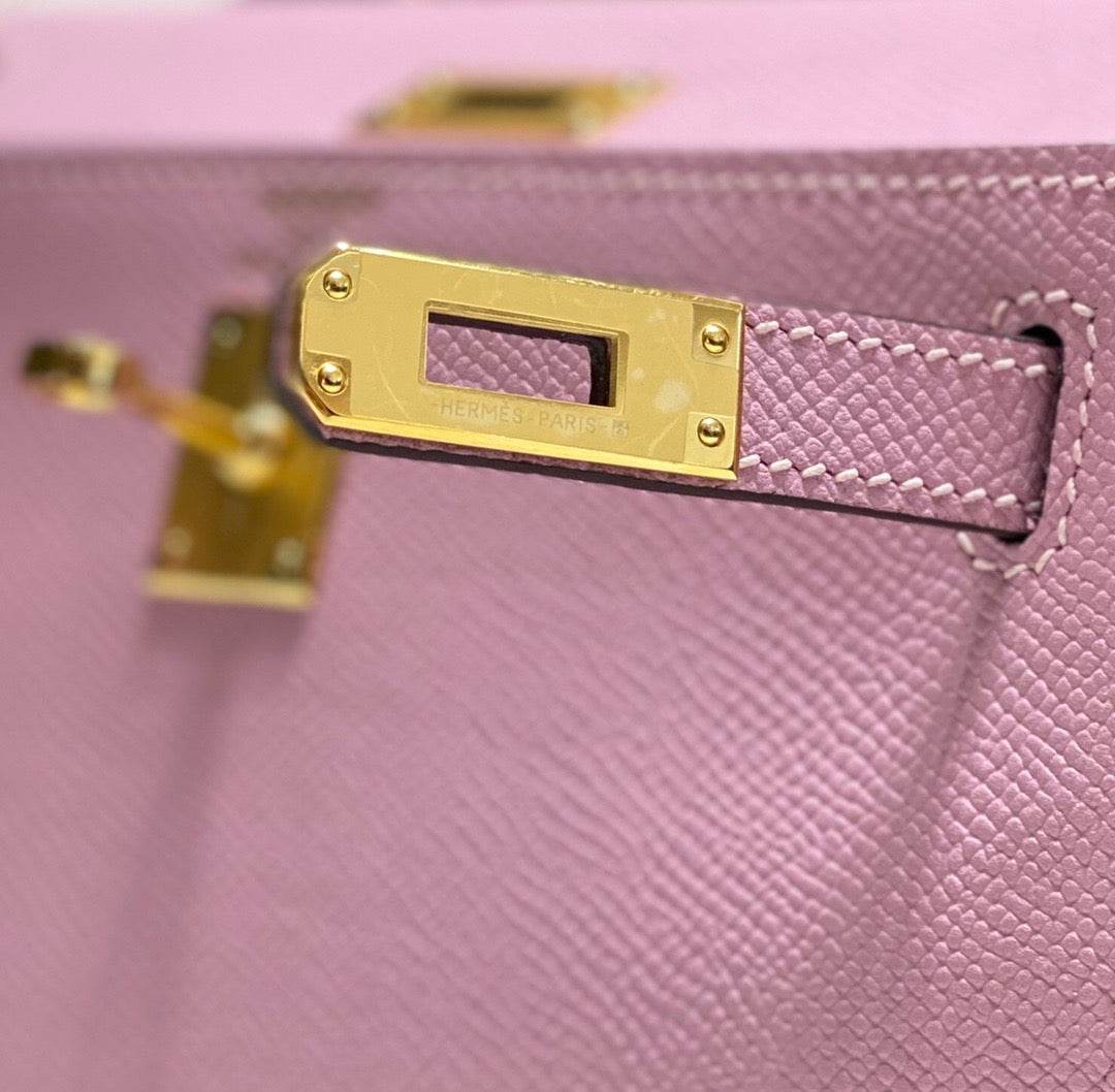 Hermes Kelly 20cm Bag In Mauve Sylvestre Epsom Leather