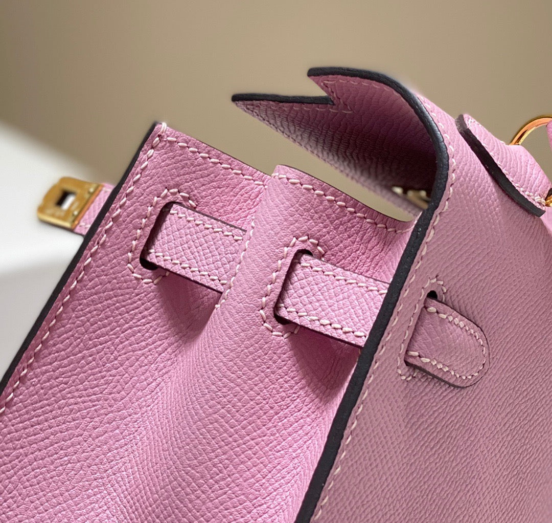 Hermes Kelly 20cm Bag In Mauve Sylvestre Epsom Leather