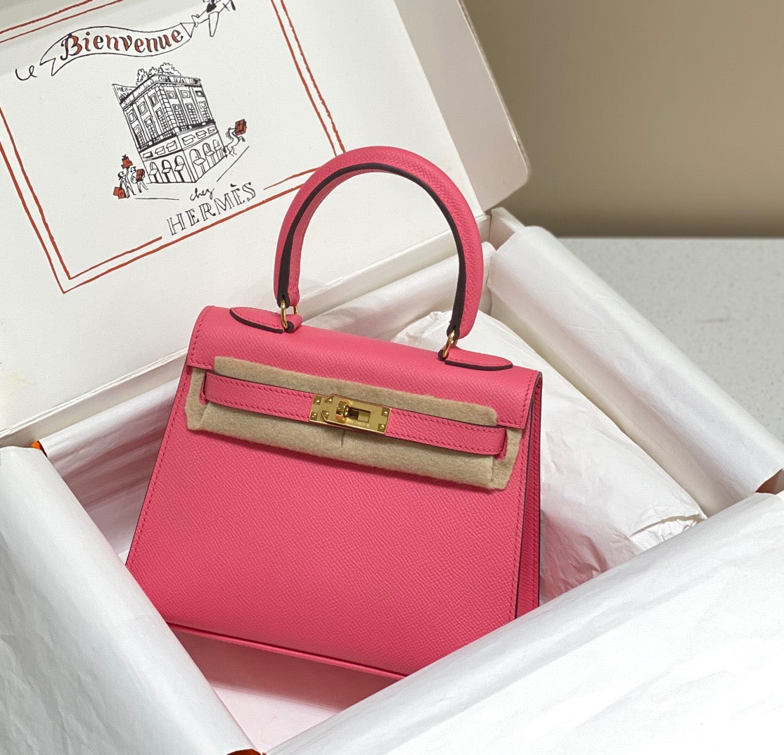 Hermes Kelly 20cm Bag In Rose Azalee Epsom Leather