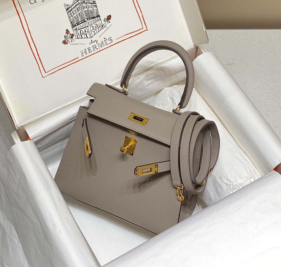 Hermes Kelly 20cm Bag In Gris Asphalt Epsom Leather