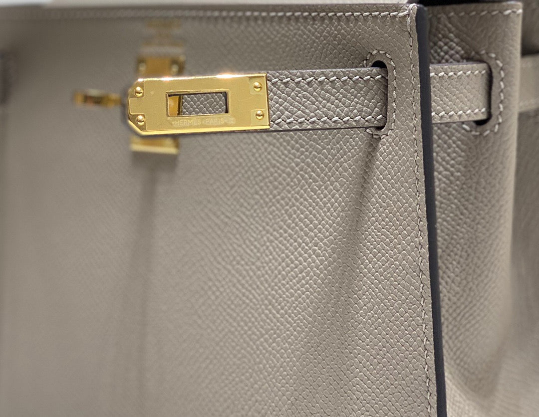 Hermes Kelly 20cm Bag In Gris Asphalt Epsom Leather