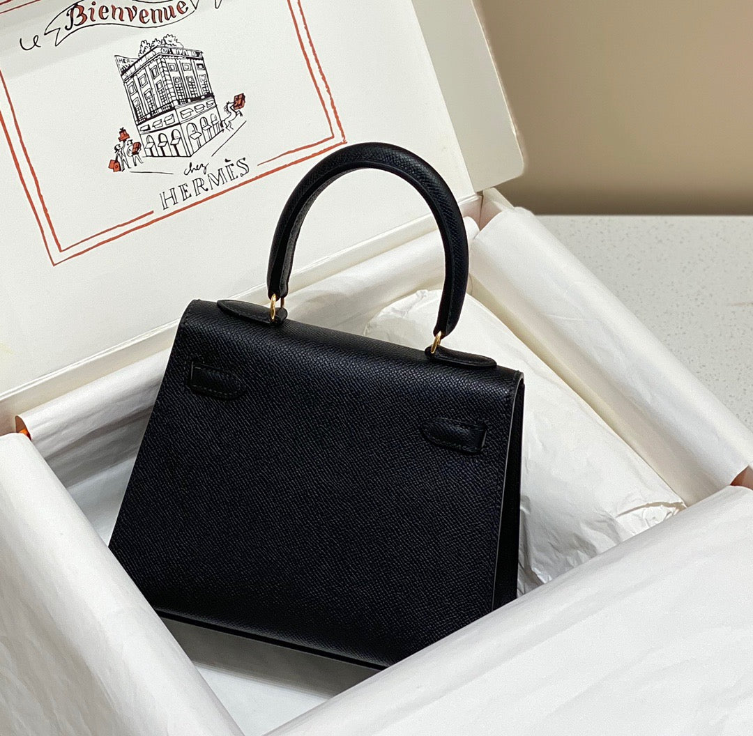 Hermes Kelly 20cm Bag In Black Epsom Leather