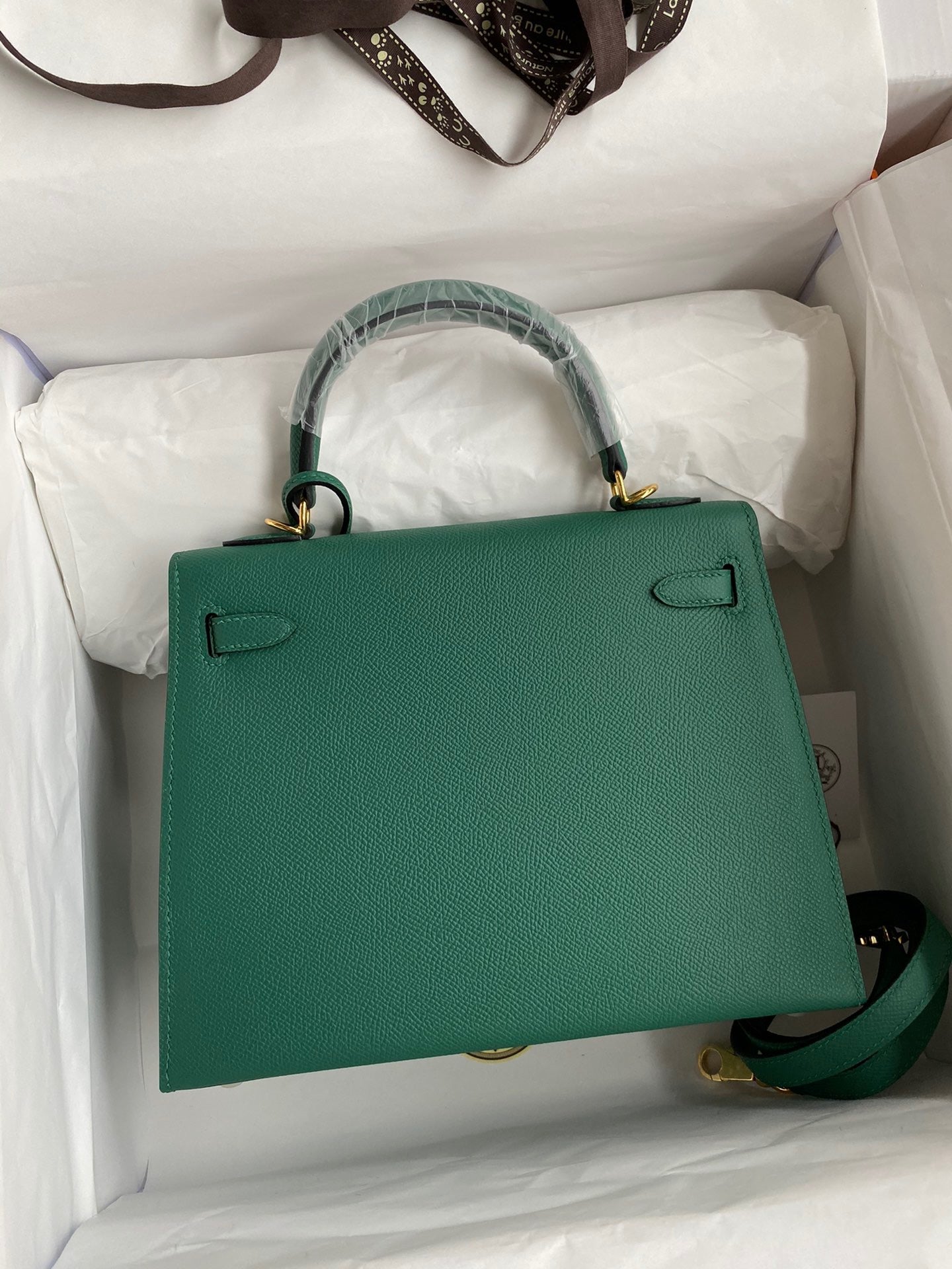 Hermes Kelly 25cm Sellier Bag in Malachite Epsom Leather