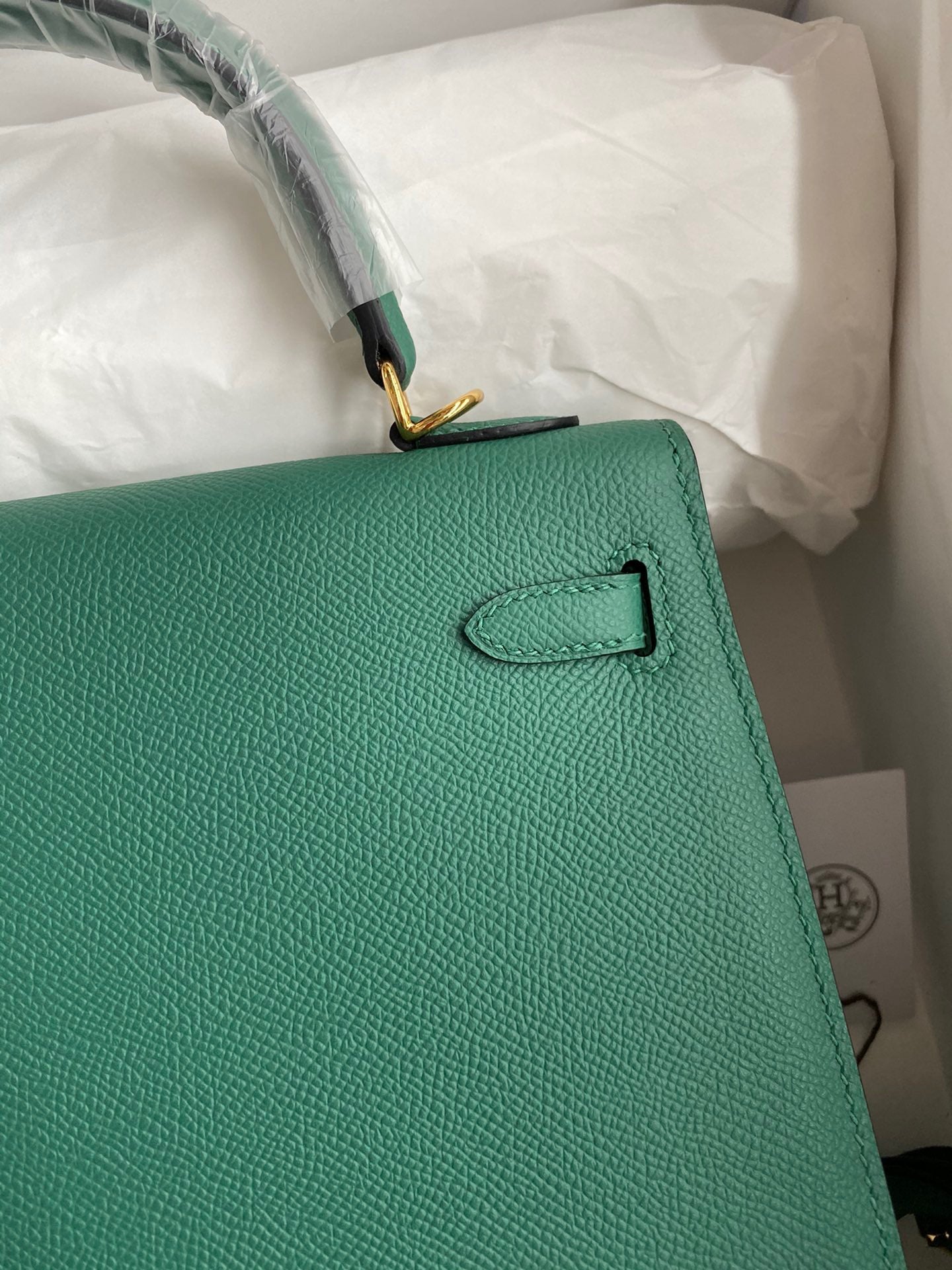 Hermes Kelly 25cm Sellier Bag in Malachite Epsom Leather