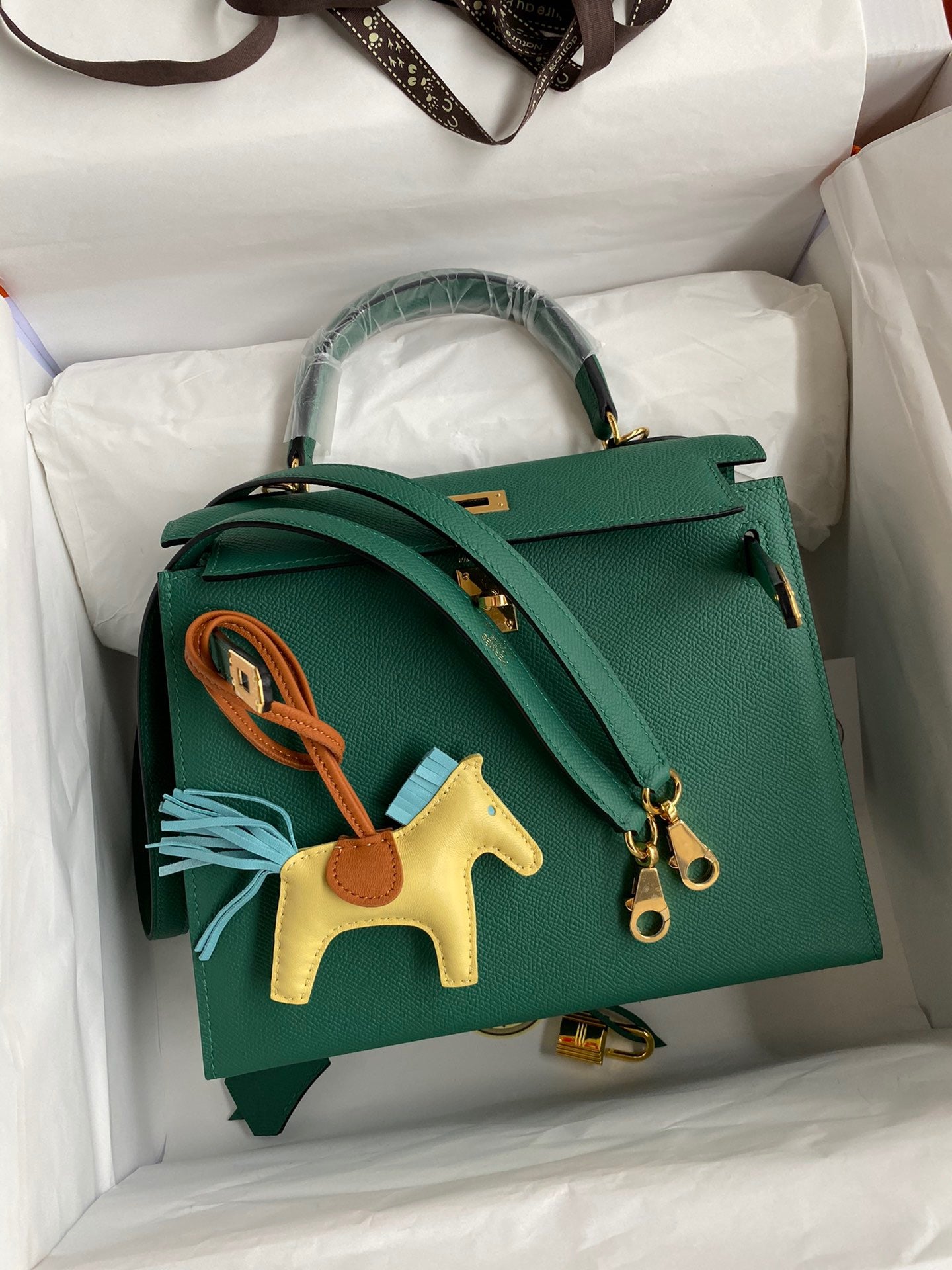 Hermes Kelly 25cm Sellier Bag in Malachite Epsom Leather