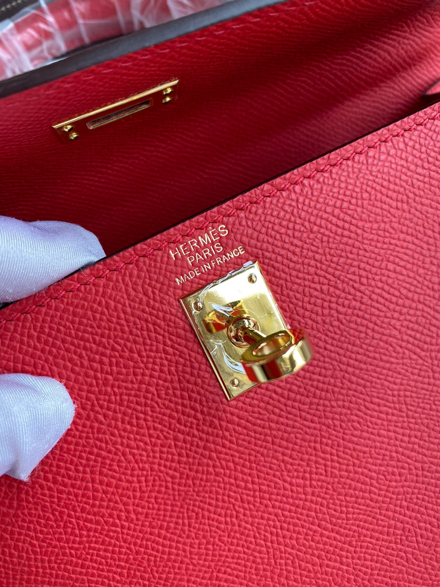 Hermes Kelly 25cm Sellier Bag in Red Epsom Leather