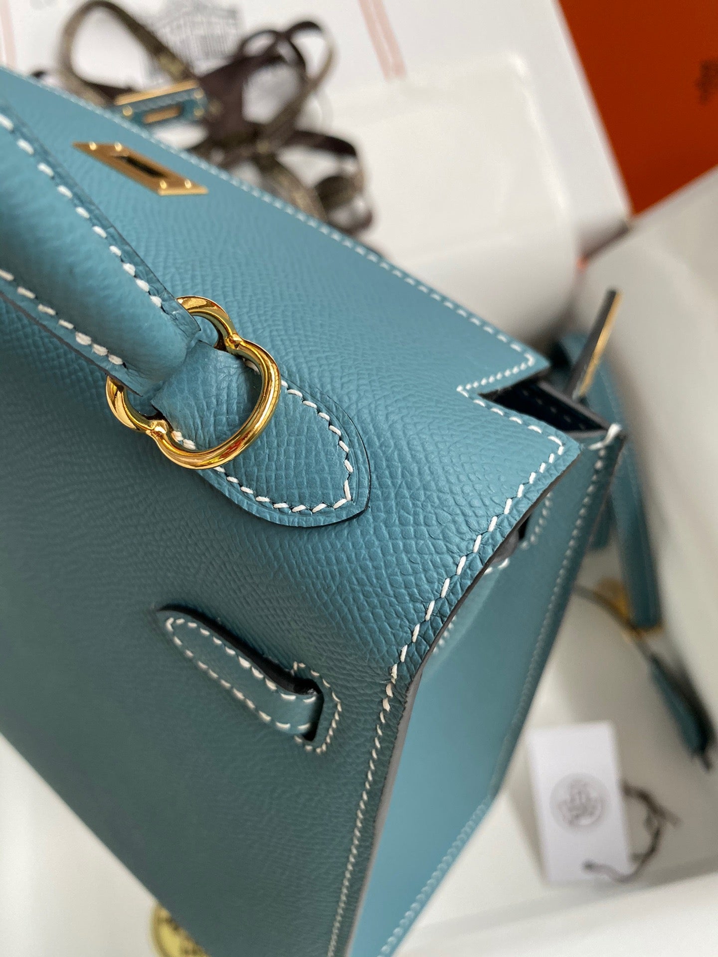 Hermes Kelly 25cm Sellier Bag in Blue Jean Epsom Leather