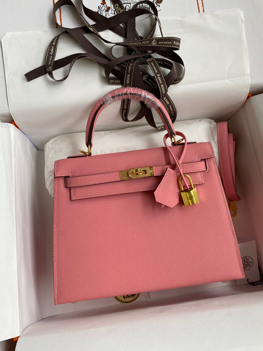 Hermes Kelly 25cm Sellier Bag in Rose Confetti Epsom Leather