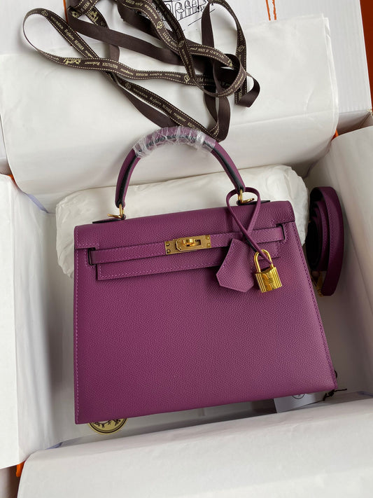 Hermes Kelly 25cm Sellier Bag in Anemone Epsom Leather