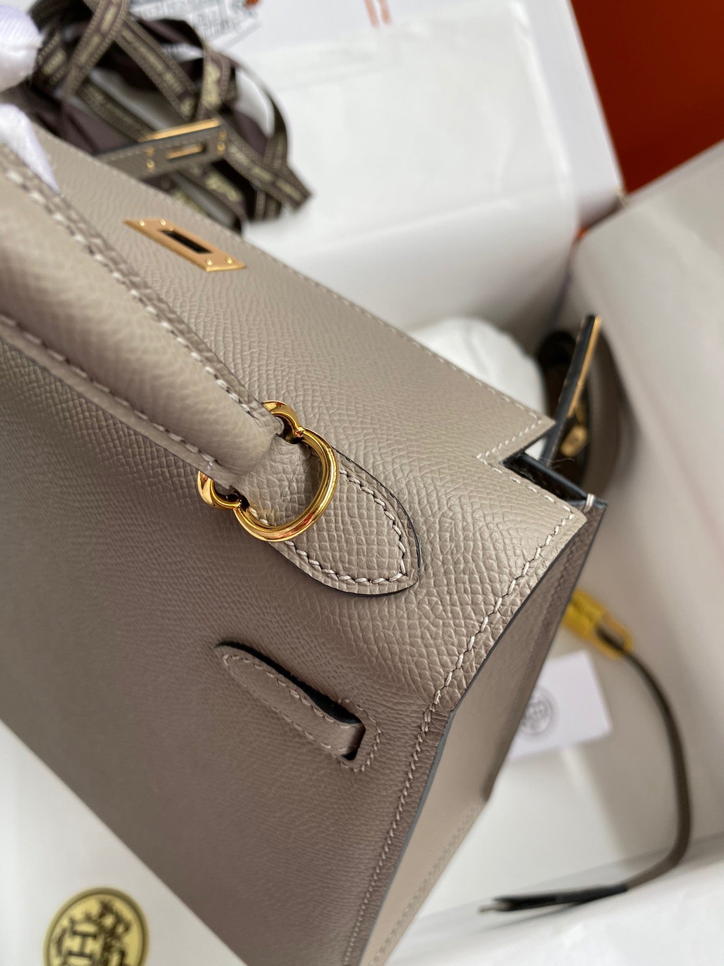 Hermes Kelly 25cm Sellier Bag in Gris Asphalt Epsom Leather