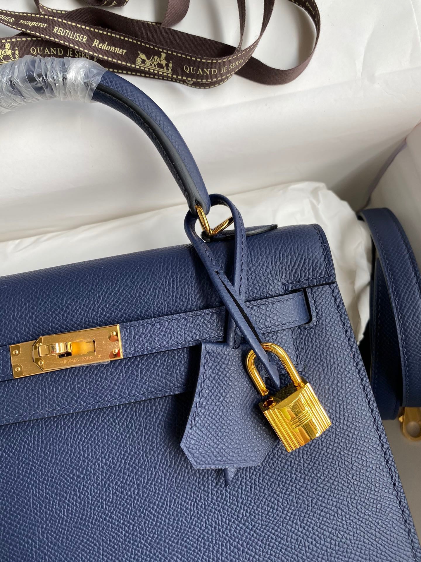 Hermes Kelly 25cm Sellier Bag in Royal Blue Epsom Leather