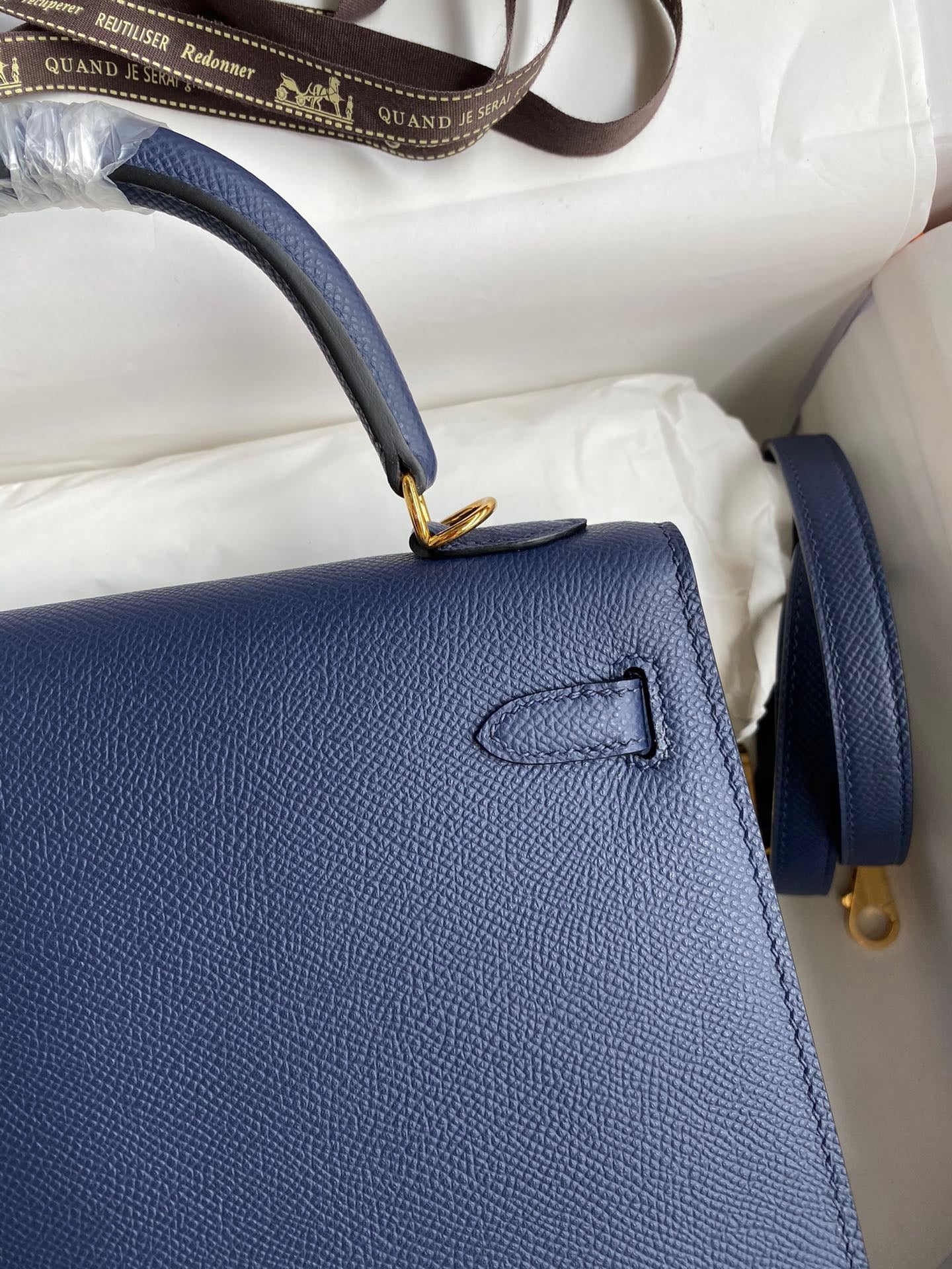 Hermes Kelly 25cm Sellier Bag in Royal Blue Epsom Leather