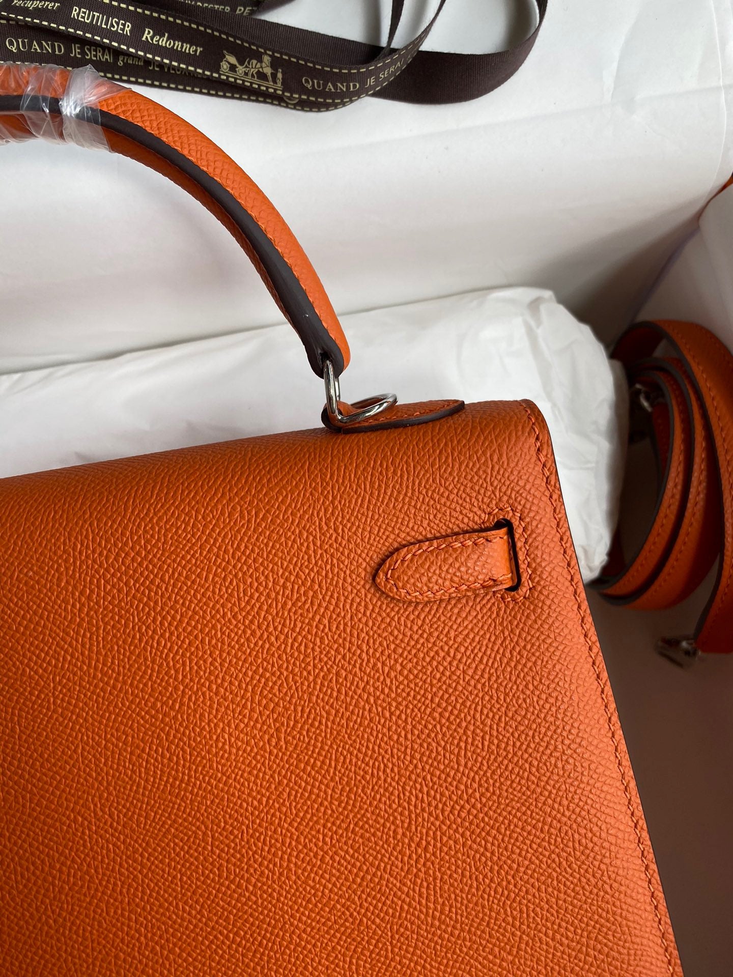 Hermes Kelly 25cm Sellier Bag in Orange Epsom Leather