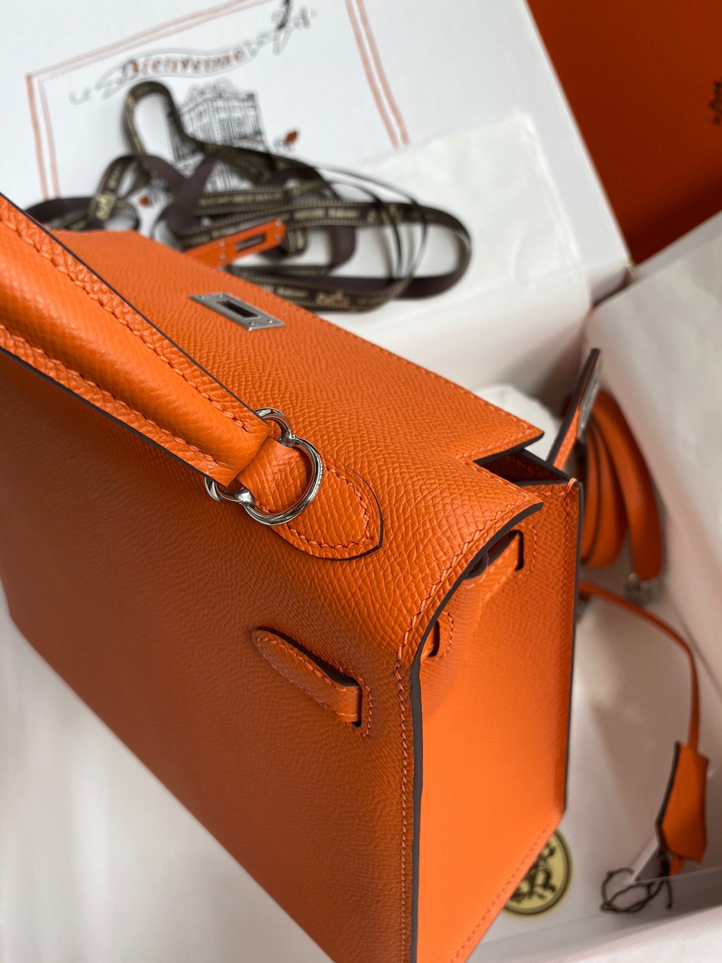 Hermes Kelly 25cm Sellier Bag in Orange Epsom Leather