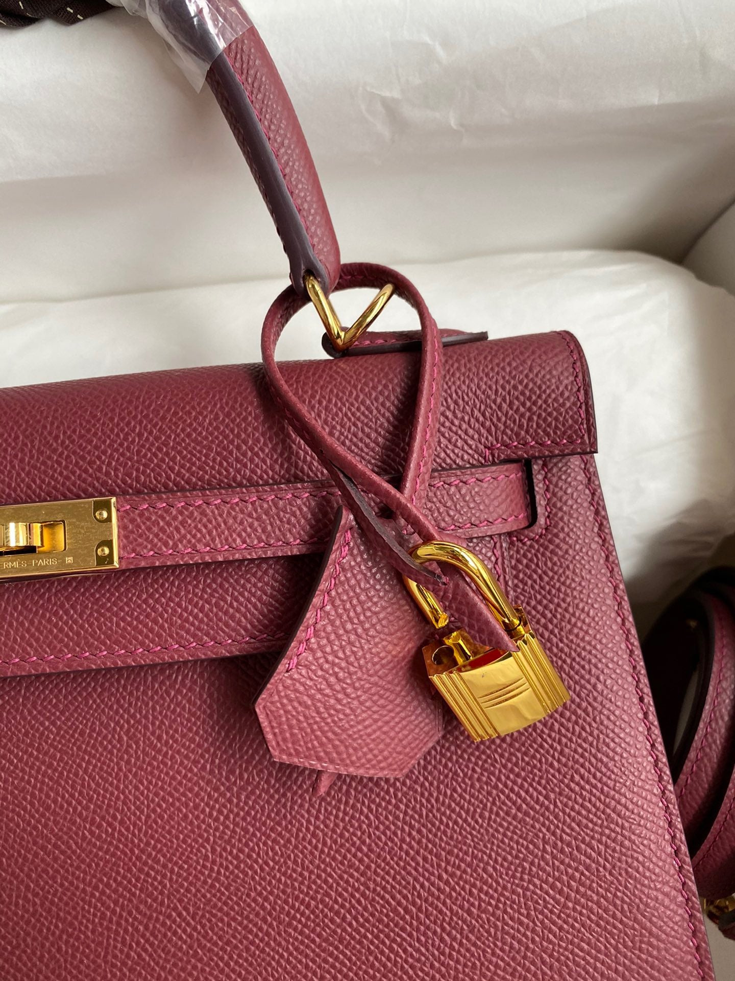 Hermes Kelly 25cm Sellier Bag in Bordeaux Wine Red Epsom Leather