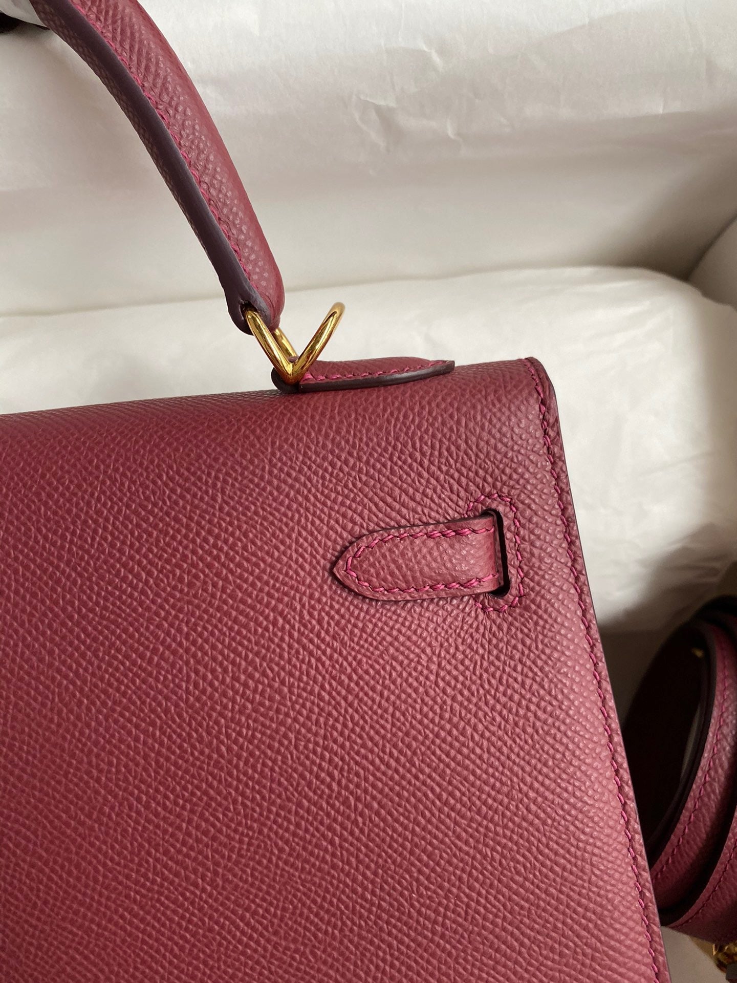 Hermes Kelly 25cm Sellier Bag in Bordeaux Wine Red Epsom Leather