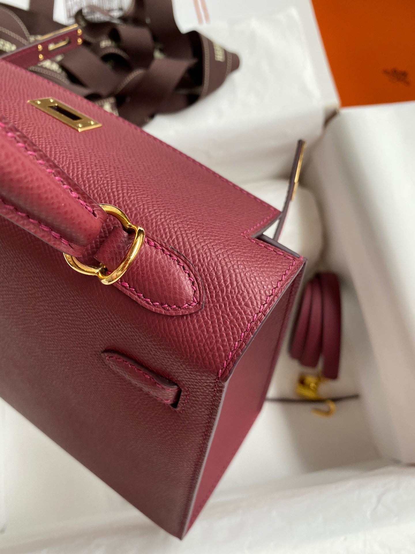 Hermes Kelly 25cm Sellier Bag in Bordeaux Wine Red Epsom Leather