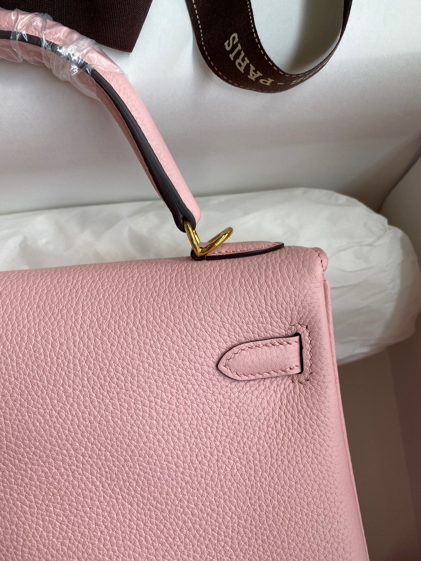 Hermes Kelly 25cm Sellier Bag in Pink Togo Leather