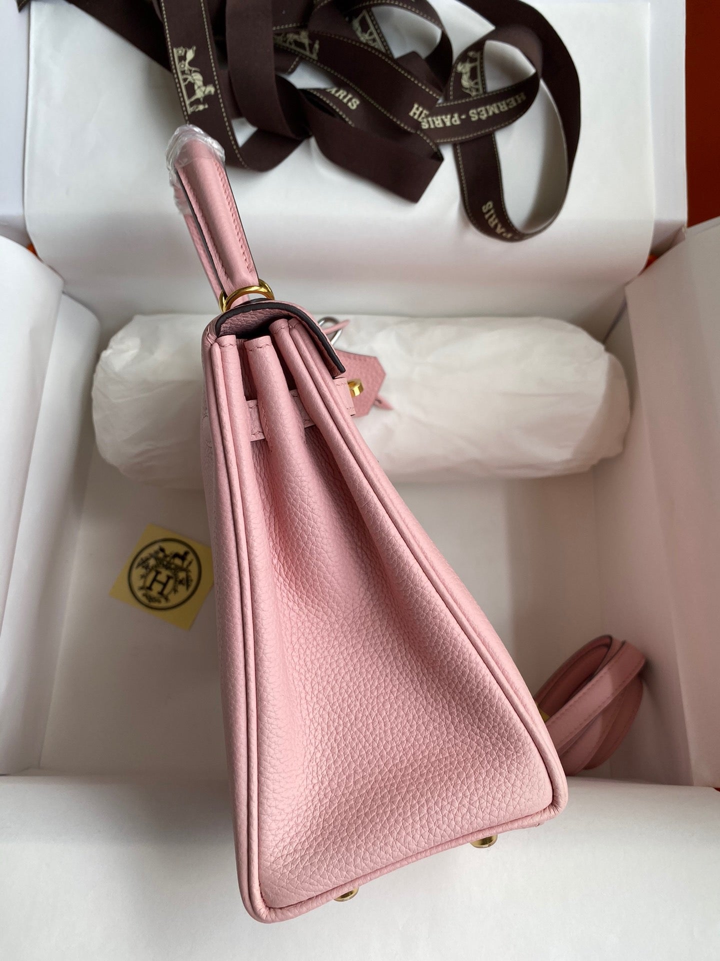 Hermes Kelly 25cm Sellier Bag in Pink Togo Leather