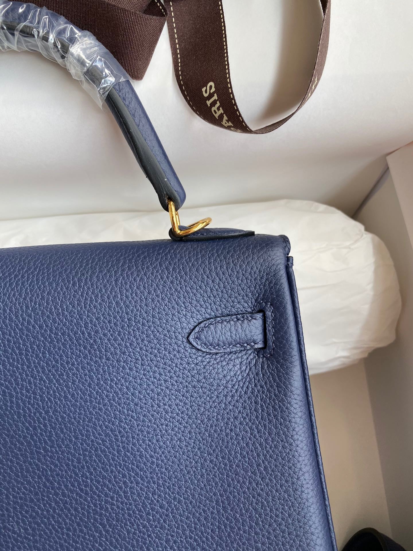 Hermes Kelly 25cm Sellier Bag in Dark Blue Togo Leather