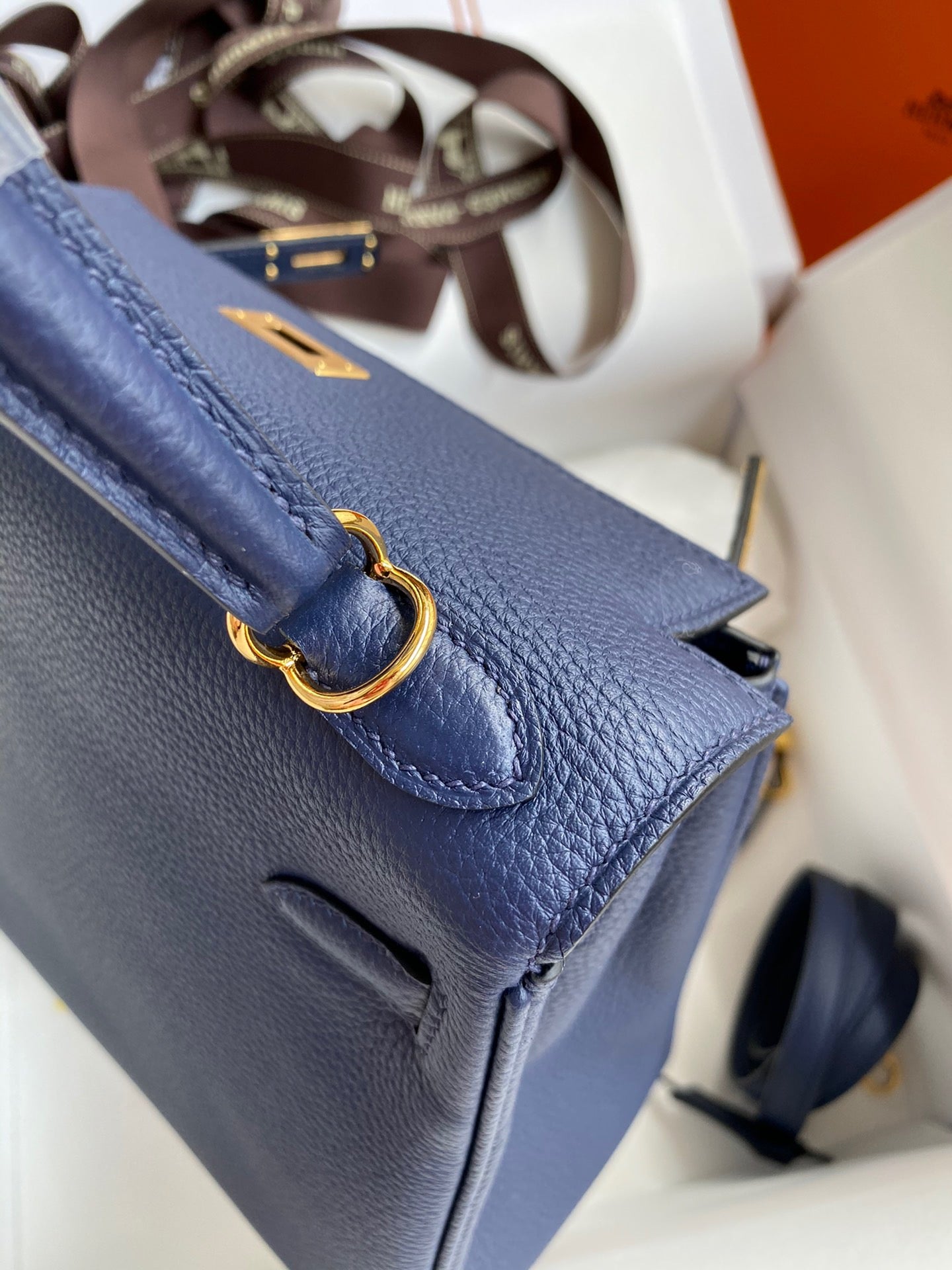 Hermes Kelly 25cm Sellier Bag in Dark Blue Togo Leather