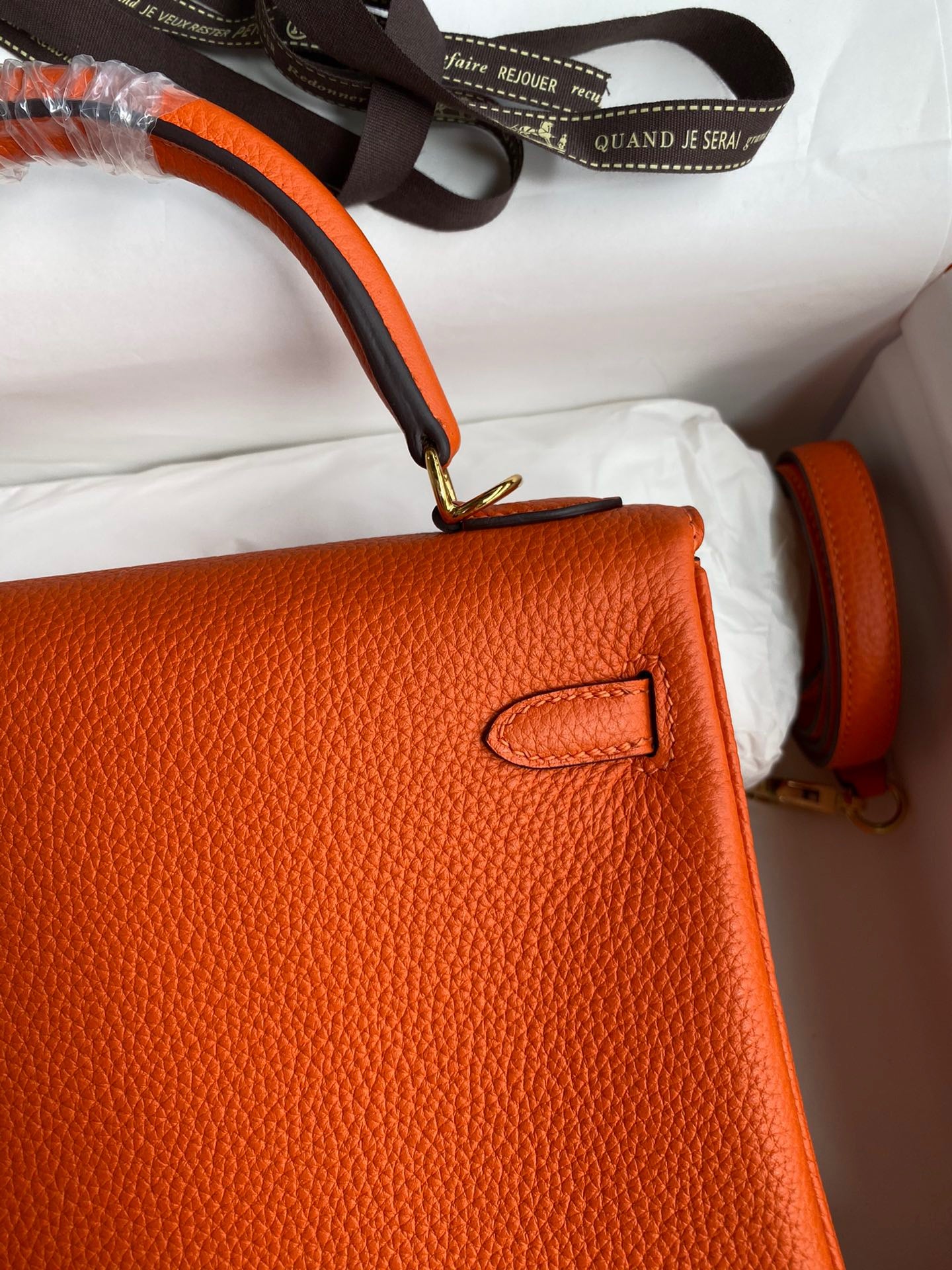 Hermes Kelly 25cm Sellier Bag in Orange Togo Leather