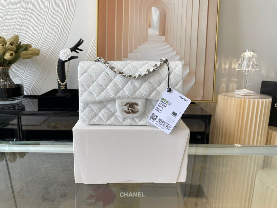 Chanel Mini Flap In White Calfskin