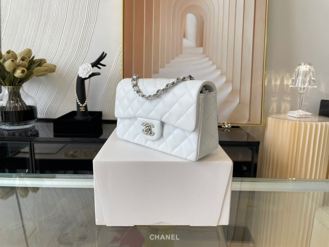 Chanel Mini Flap In White Calfskin