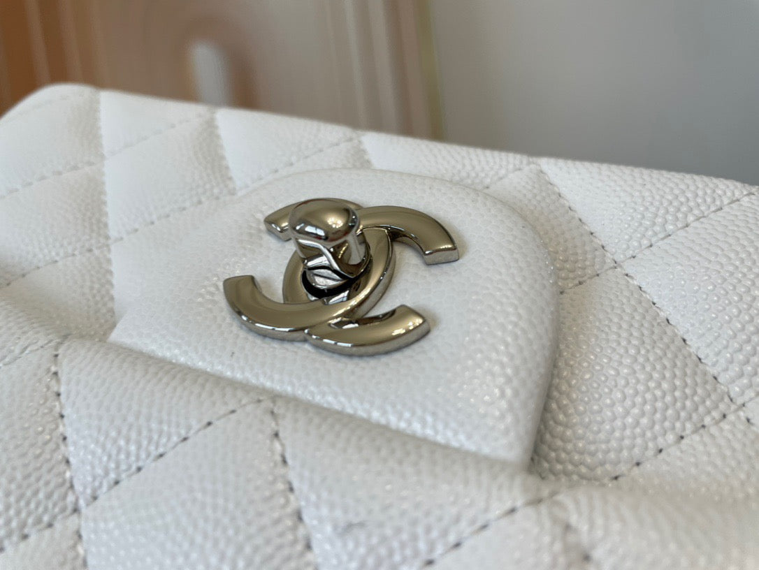 Chanel Mini Flap In White Calfskin