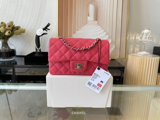 Chanel Mini Flap In Rose Red Calfskin