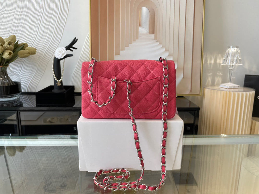 Chanel Mini Flap In Rose Red Calfskin